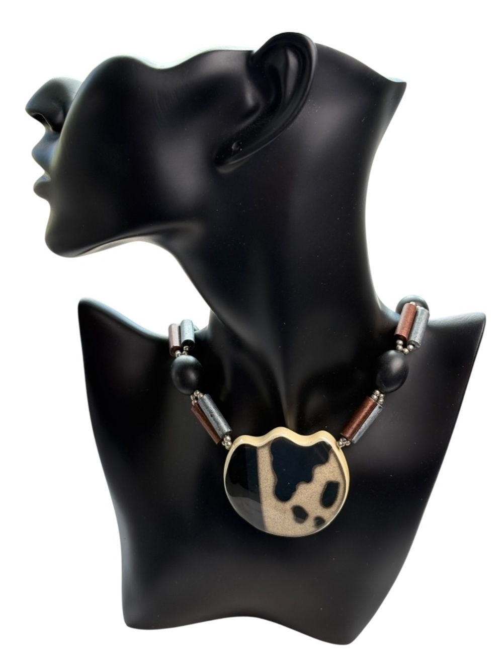 Geometric Ceramic Pendant Necklace Made in Japan